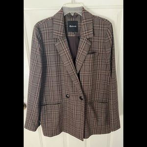 MADEWELL Women's $178 Caldwell Double-Breasted Blazer Hedden Plaid XL NG626 NWOT